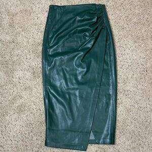 Jason Wu Dark Green Faux Leather Pencil Skirt XS